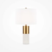 Elegante Tischlampe Stoff Metall Weiß Messing E27...