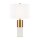 Elegante Tischlampe Stoff Metall Weiß Messing E27 39 cm