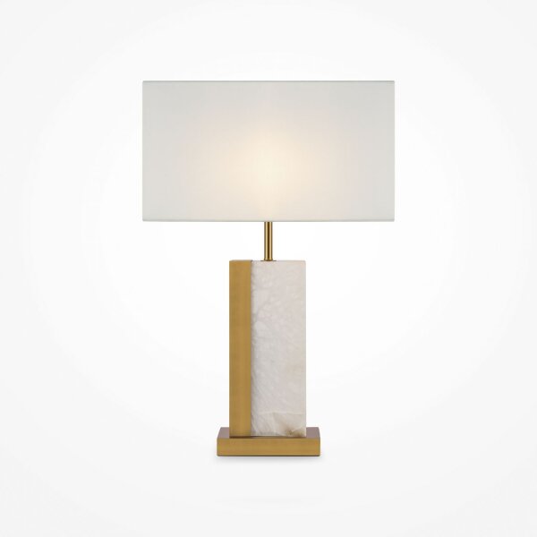 Elegante Tischlampe Stoff Metall Weiß Messing E27 45 cm