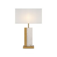 Elegante Tischlampe Stoff Metall Weiß Messing E27...