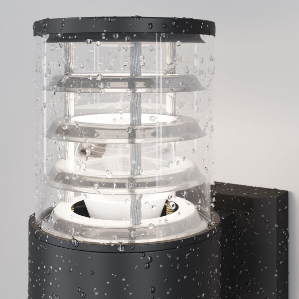 Wandlampe Outdoor Aluminium Schwarz IP54 H:20 cm E27