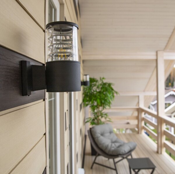 Wandlampe Outdoor Aluminium Schwarz IP54 H:20 cm E27
