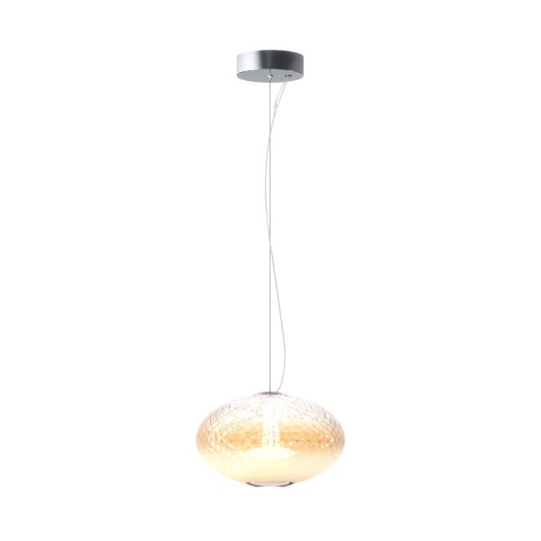 LED Hängelampe Glasschirm Metall in Chrom Ø30 cm 2700 K