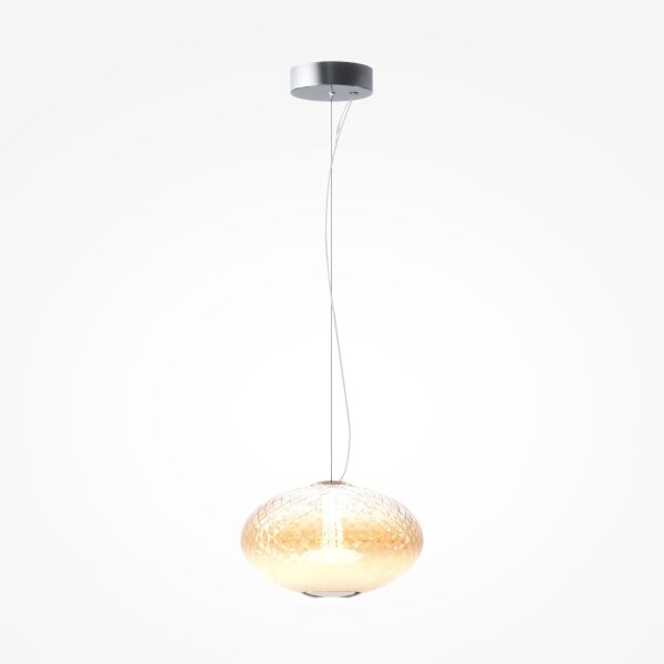LED Hängelampe Glasschirm Metall in Chrom Ø30 cm 2700 K