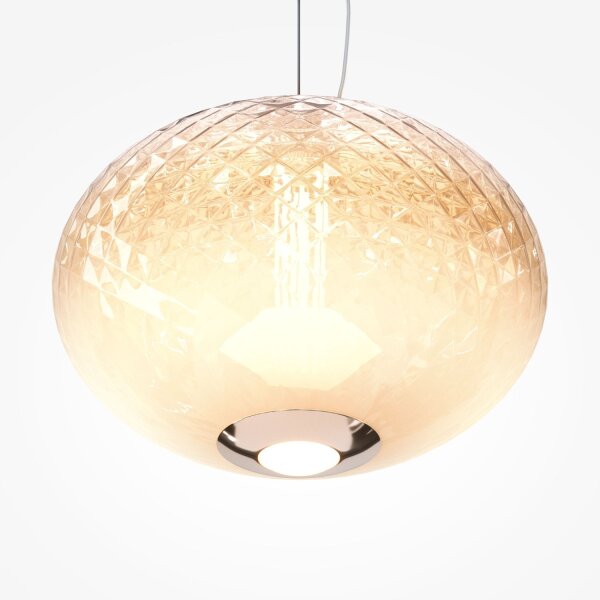 LED Hängelampe Glasschirm Metall in Chrom Ø30 cm 2700 K