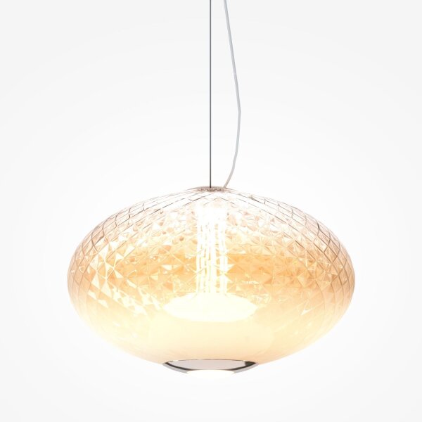 LED Hängelampe Glasschirm Metall in Chrom Ø30 cm 2700 K