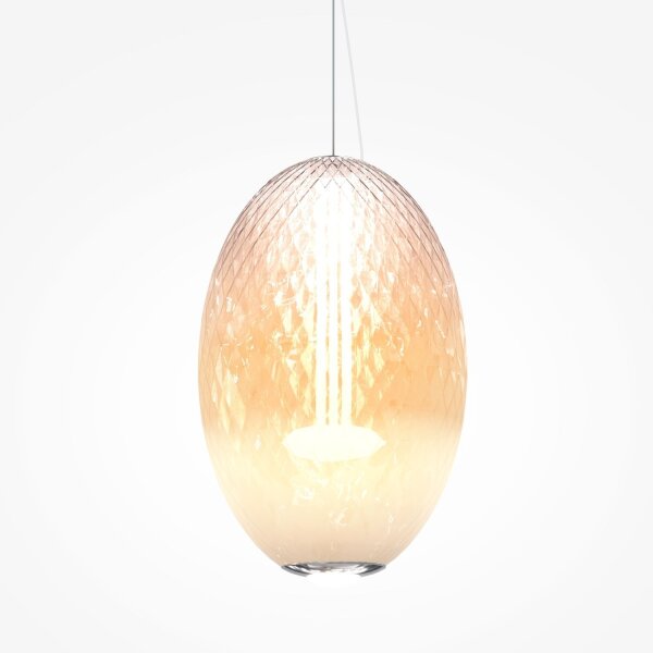 Runde LED Hängelampe Glas Metall in Chrom Ø25 cm 2700 K