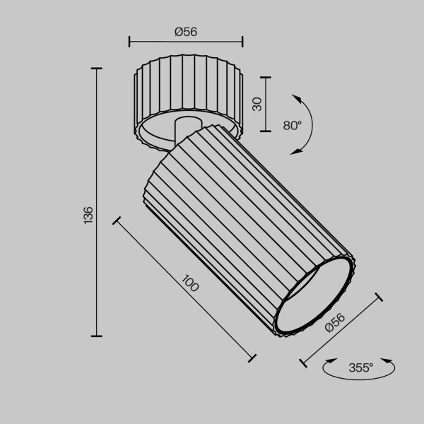 Deckenspot flexibel Aluminium Schwarz L:10 cm GU10