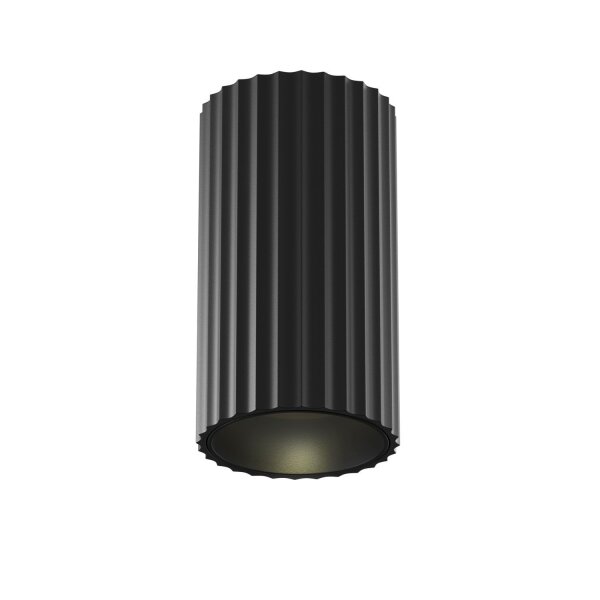 Aufbauspot Aluminium Schwarz Ø5,6 cm rund GU10 Rillen