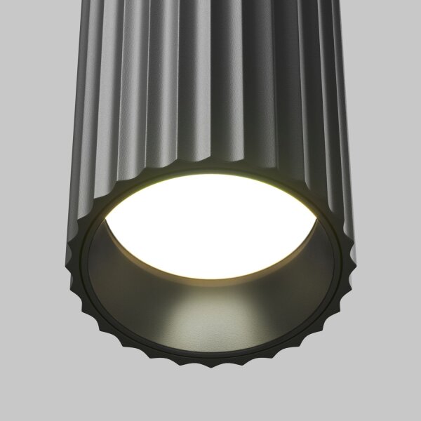 Aufbauspot Aluminium Schwarz Ø5,6 cm rund GU10 Rillen
