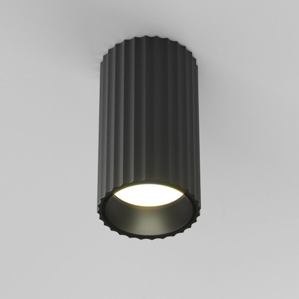 Aufbauspot Aluminium Schwarz Ø5,6 cm rund GU10 Rillen