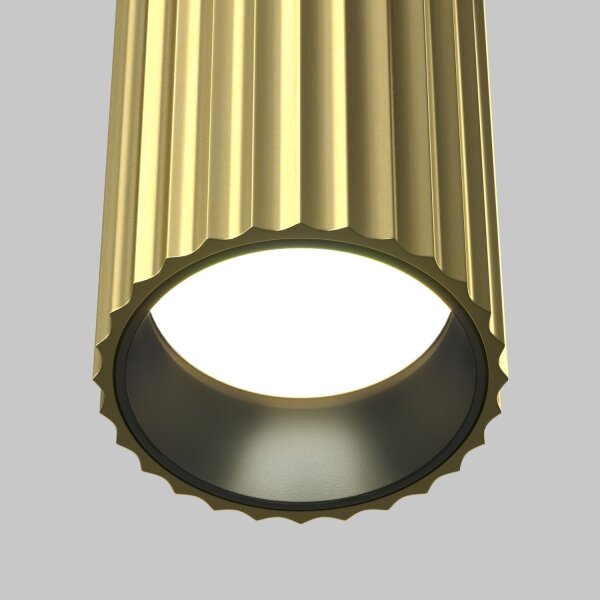 Aufbauspot Aluminium in Messing Ø5,6 cm GU10 Rillen