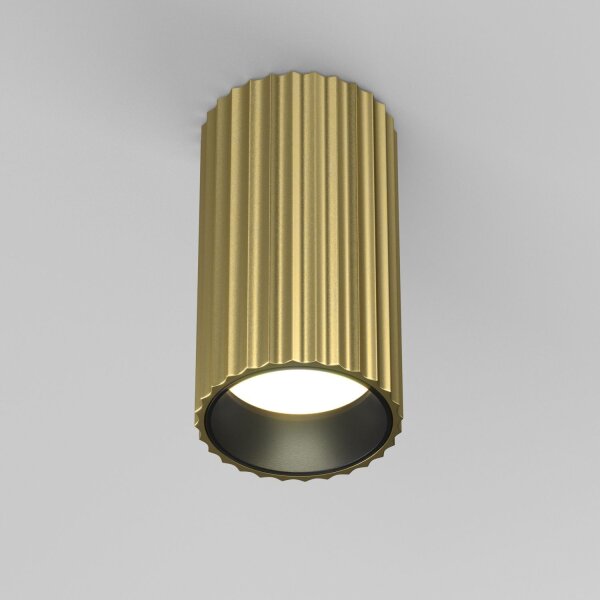 Aufbauspot Aluminium in Messing Ø5,6 cm GU10 Rillen