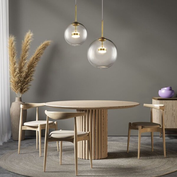 LED Hängelampe Glas Schirm Metall Gold Ø35 cm 3000 K