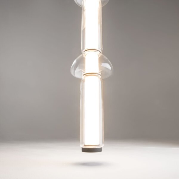 Lange LED Hängelampe Glas Metall Schwarz 98 cm 3000 K