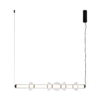 Lange LED Hängelampe Glas Metall Schwarz 98 cm 3000 K