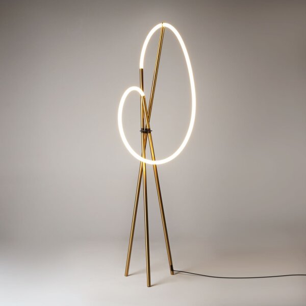 LED Stehlampe Tripod dimmbar Messing 162 cm 36 W 3000 K