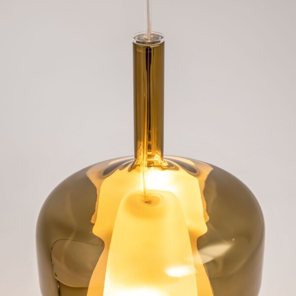 Runde Pendelleuchte Glas Schirm Gold Schwarz E27 Ø20 cm