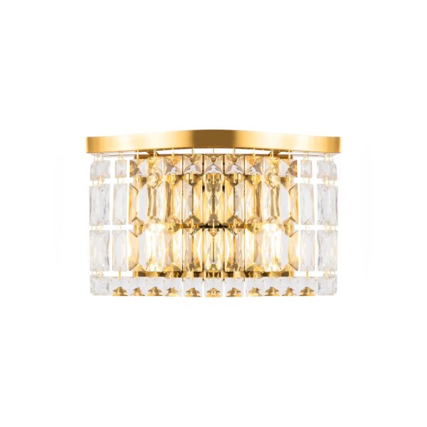 Wandlampe Glas Metall Gold H:18 cm E14 2-flammig Modern