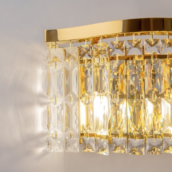 Wandlampe Glas Metall Gold H:18 cm E14 2-flammig Modern