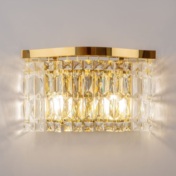 Wandlampe Glas Metall Gold H:18 cm E14 2-flammig Modern