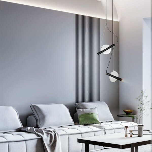 LED Hängelampe Metall Weiß Schwarz L:30 cm 3000 K 5 W