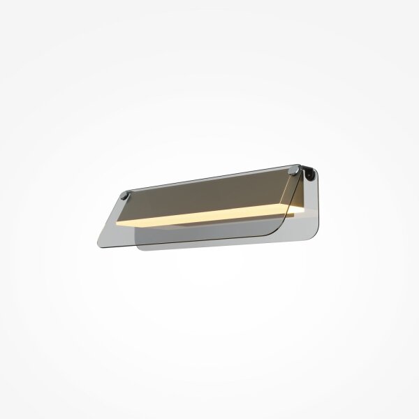 LED Wandleuchte Glasschirm Grau Messing B:30 cm 3000 K