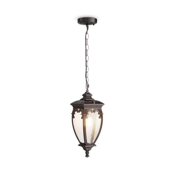 Pendelleuchte Glas Aluminium Bronze Antik IP44 27
