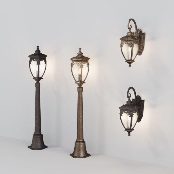 Wandlampe Glas Aluminium Bronze Antik IP44 E27 H:48 cm