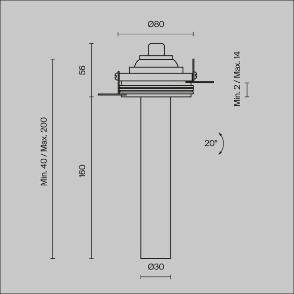LED Einbauspot flexibel Schwarz H:21 cm 3000 K 460 lm