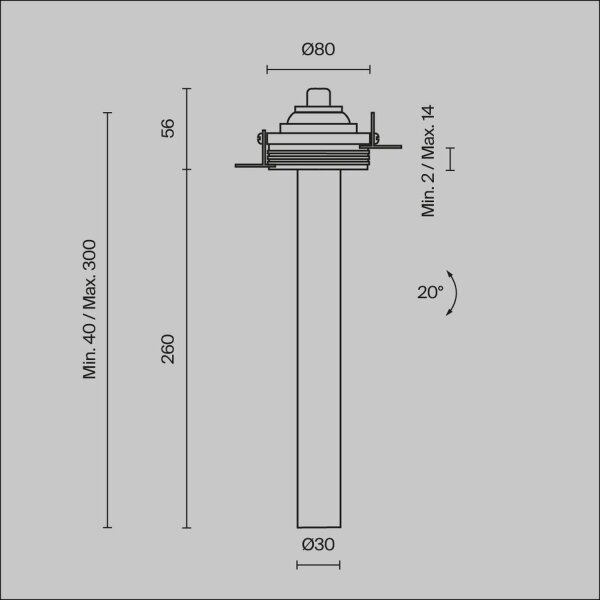 LED Einbauleuchte flexibel Schwarz H:31 cm 3000 K 7 W