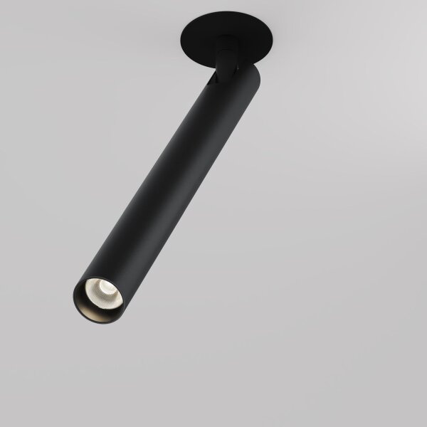 Runde LED Einbauspot Aluminium Schwarz H:32 cm 3000 K