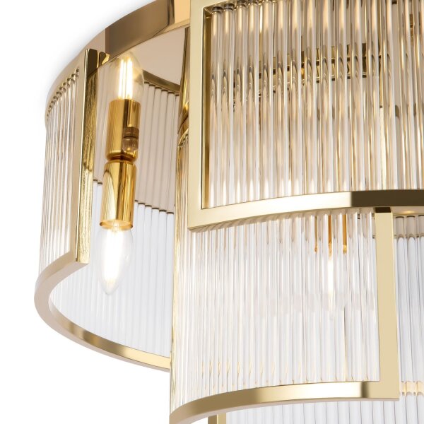 Runde Deckenlampe Glas Metall Gold E14 Ø55,4 cm Modern