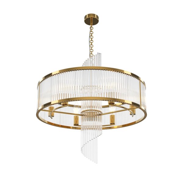 Kronleuchter Glas Metall Gold E14 Ø58 cm rund 6-flammig