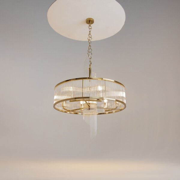 Kronleuchter Glas Metall Gold E14 Ø58 cm rund 6-flammig