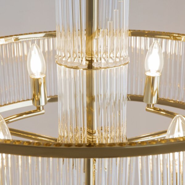 Kronleuchter Glas Metall Gold E14 Ø58 cm rund 6-flammig