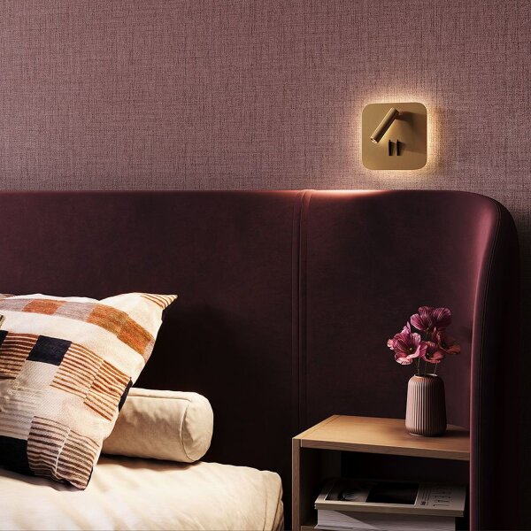 LED Wandleuchte Aluminium Schalter Gold H:13 cm 3000 K