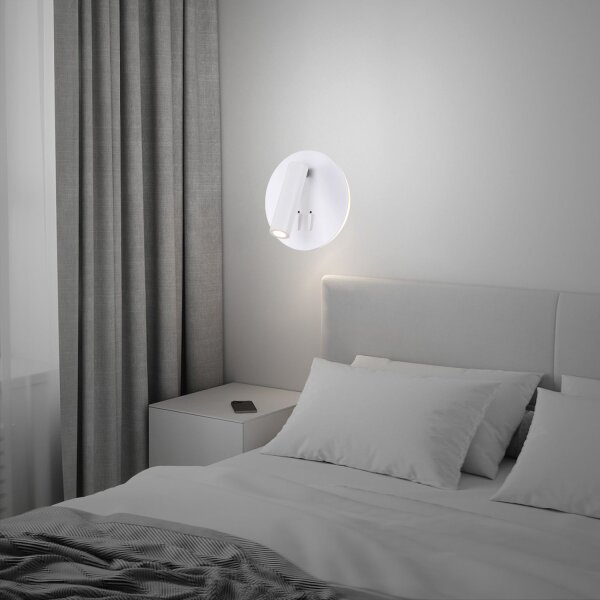 LED Wandleuchte Aluminium Schalter Weiß Ø14 cm 3000 K