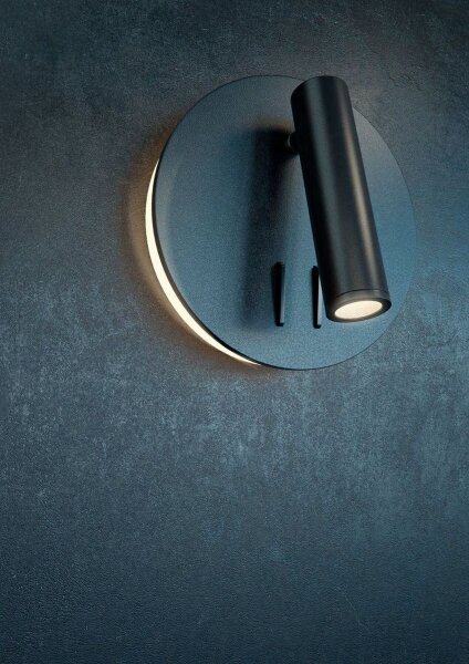 LED Wandleuchte Aluminium Schalter Schwarz Ø14 cm 9 W