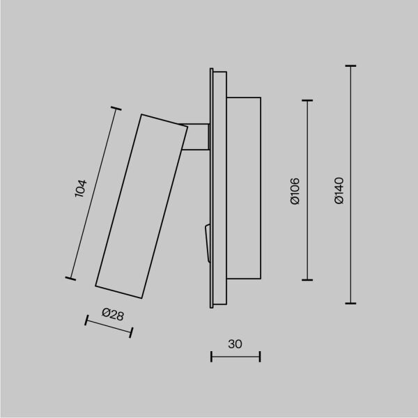 LED Wandleuchte Aluminium Schalter Schwarz Ø14 cm 9 W