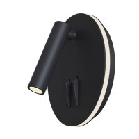 LED Wandleuchte Aluminium Schalter Schwarz Ø14 cm 9 W