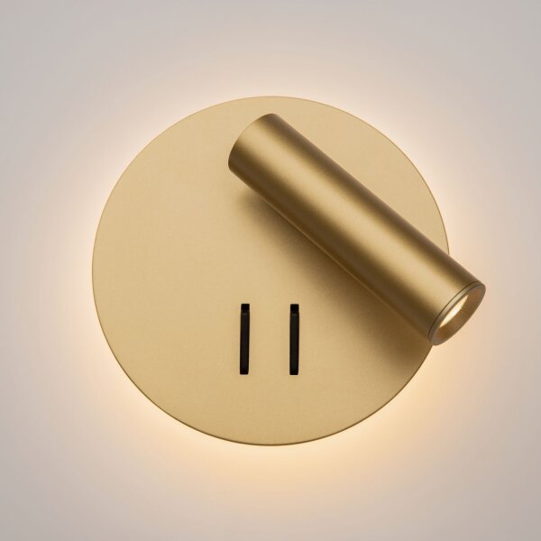 LED Wandleuchte Aluminium Schalter in Gold Ø14 cm 9 W