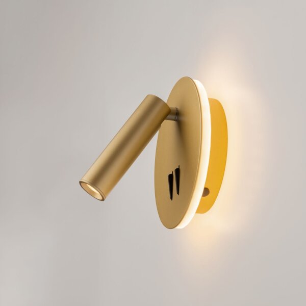 LED Wandleuchte Aluminium Schalter in Gold Ø14 cm 9 W