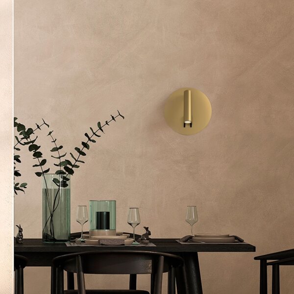 LED Wandleuchte Aluminium Schalter in Gold Ø14 cm 9 W