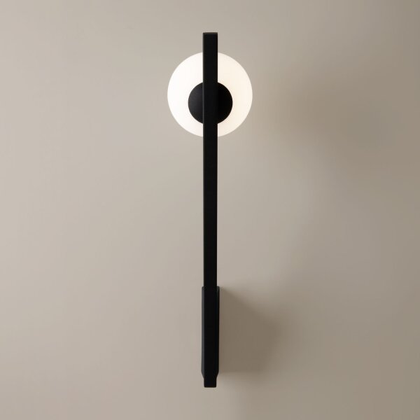 Wandleuchte Glas Metall Schwarz H:35 cm G9 Kugel