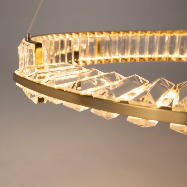 LED Pendelleuchte Glas Metall in Messing Ø62 cm 3000 K