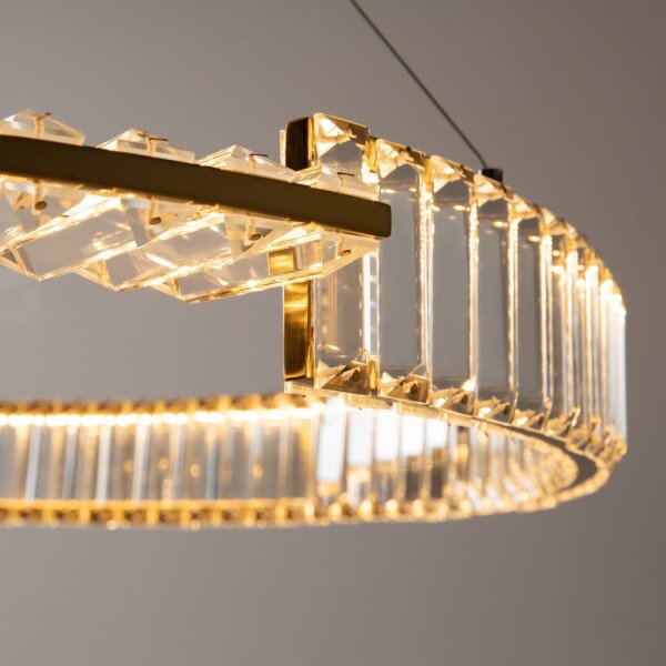LED Pendelleuchte Glas Metall in Messing Ø80 cm 3000 K