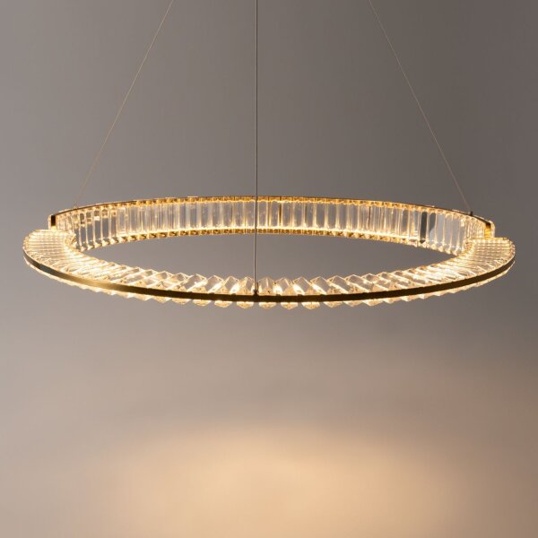 LED Pendelleuchte Glas Metall in Messing Ø80 cm 3000 K