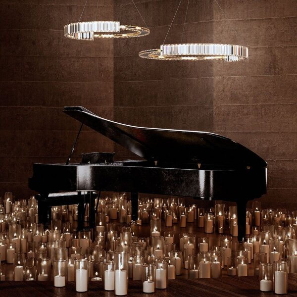 LED Pendelleuchte Glas Metall in Messing Ø80 cm 3000 K
