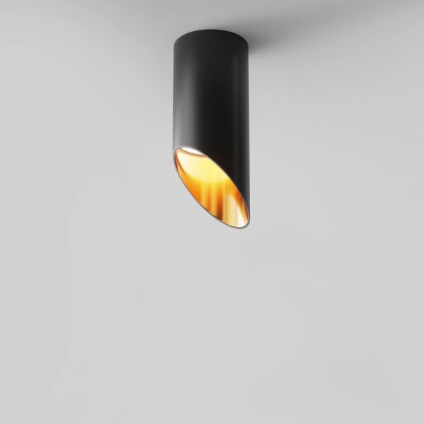 Aufbauspot Aluminium Schwarz Gold Ø6 cm GU10 Zeitlos
